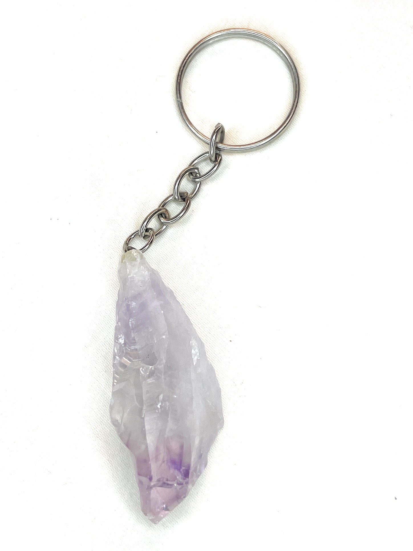 Crystal Keychain, Geode, Purple Amethyst, Rose Quartz, Banded Agate, Moss Agate, Aventurine, Citrine, Tiger Eye, Rose Quartz - A beautiful Citrine crystal known for its citrine is known as the 'merchant's stone' and is associated with prosperity, abundance, and success.