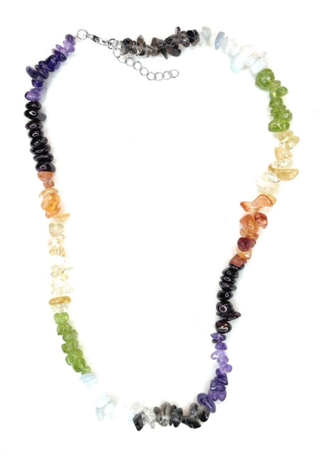 Chakra Chip Choker, 7 Chakras Crystal Chip Necklace, Beaded Necklace, Women and Girls Necklace All Ages - A unique handcrafted crystal piece.