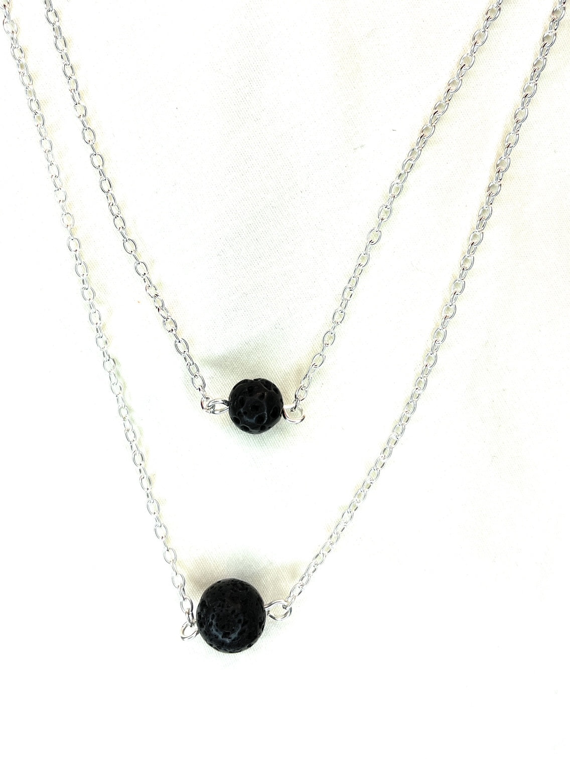 Black Lava Stone Beads Multilayer Necklace - Aromatherapy Essential Oil Perfume Diffuser - A unique handcrafted crystal piece.