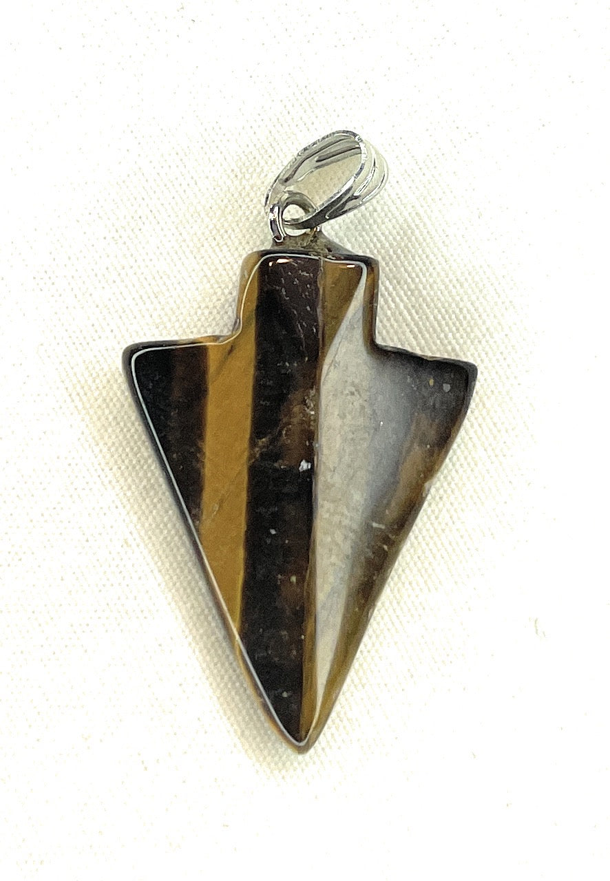 Arrowhead Gemstone Pendant - Tiger Eye - A beautiful Tiger Eye crystal known for its tiger eye is a grounding stone that enhances courage, strength, and confidence.