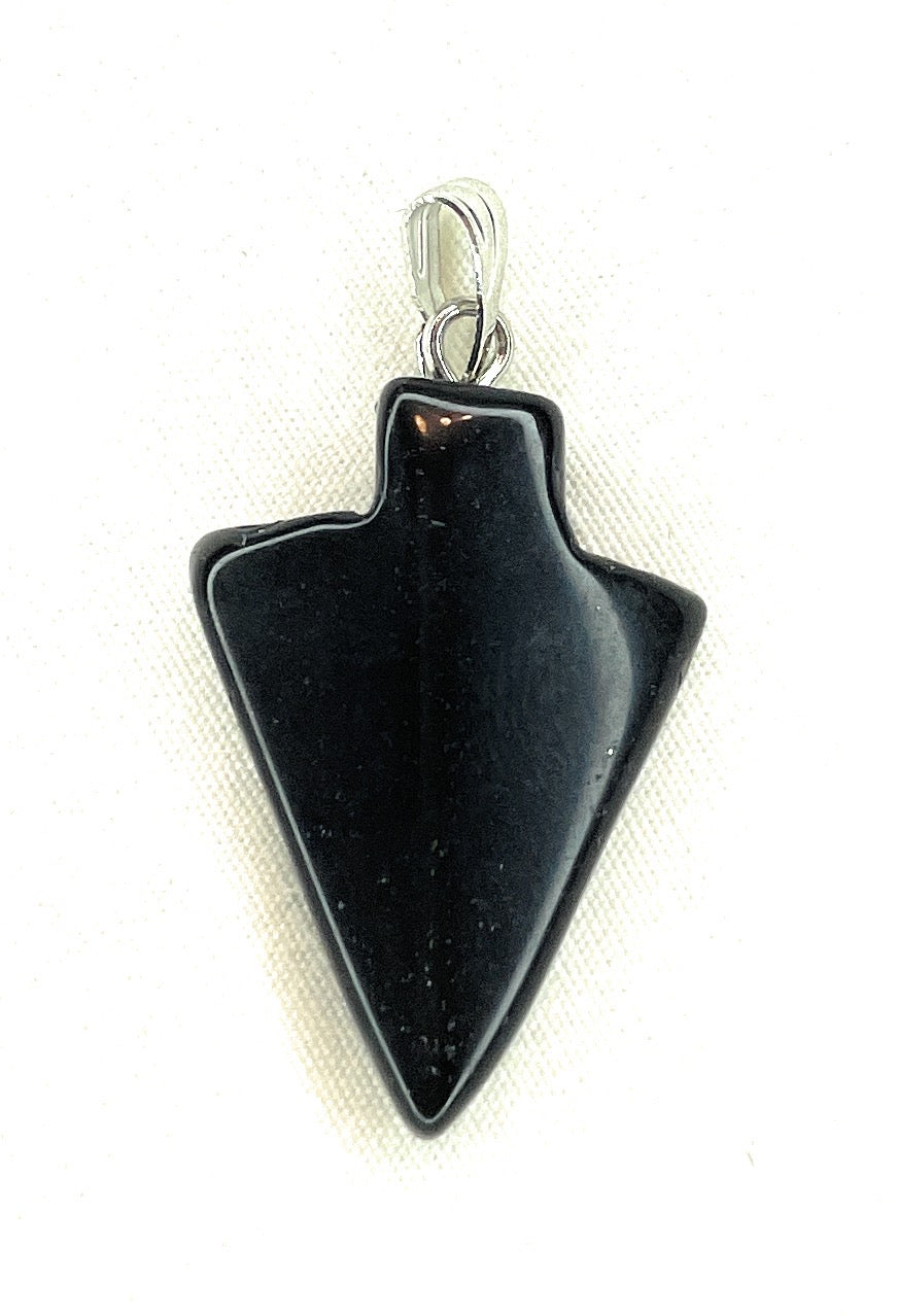 Arrowhead Gemstone Pendant - Black Obsidian - A beautiful Black Obsidian crystal known for its black obsidian is a strong protective stone that shields against negativity and emotional blockages.