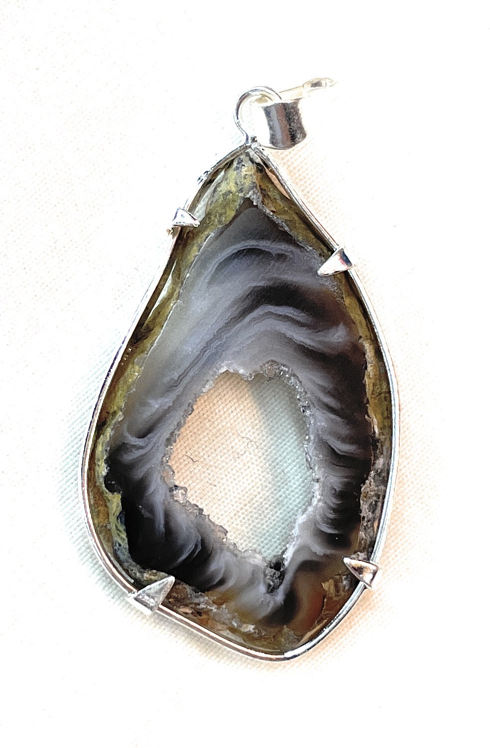 Sliced Rough Geode Crystal Pendant Necklace - A unique handcrafted crystal piece.