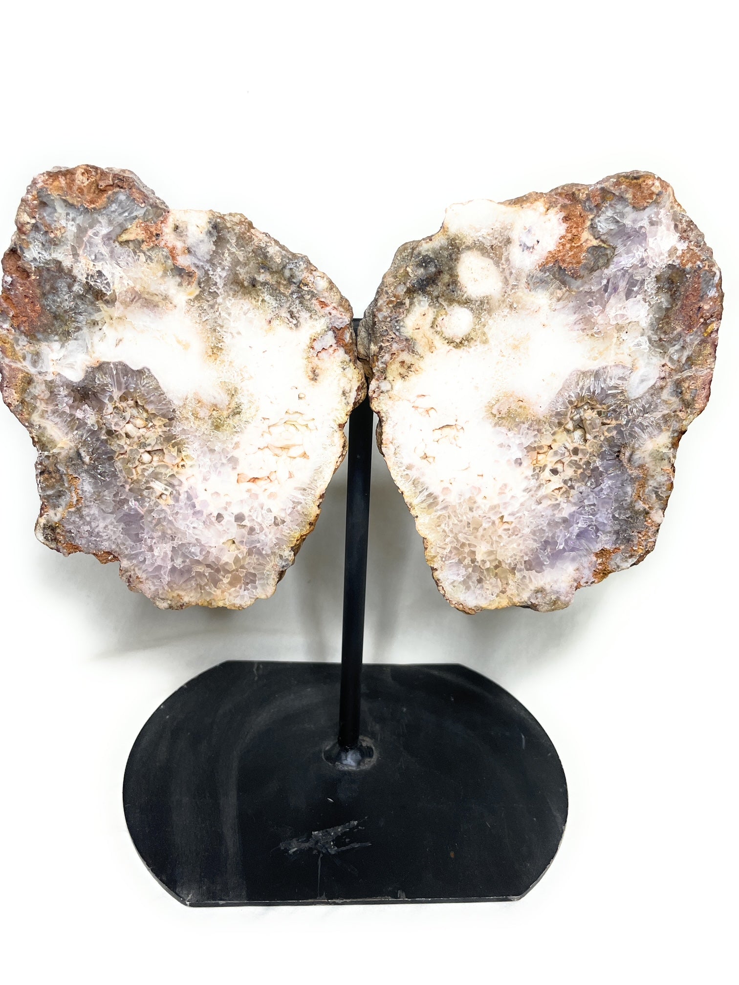 Pink Amethyst Butterfly Slab with Stand - A beautiful Amethyst crystal known for its amethyst is a powerful stone for spiritual protection and inner peace.