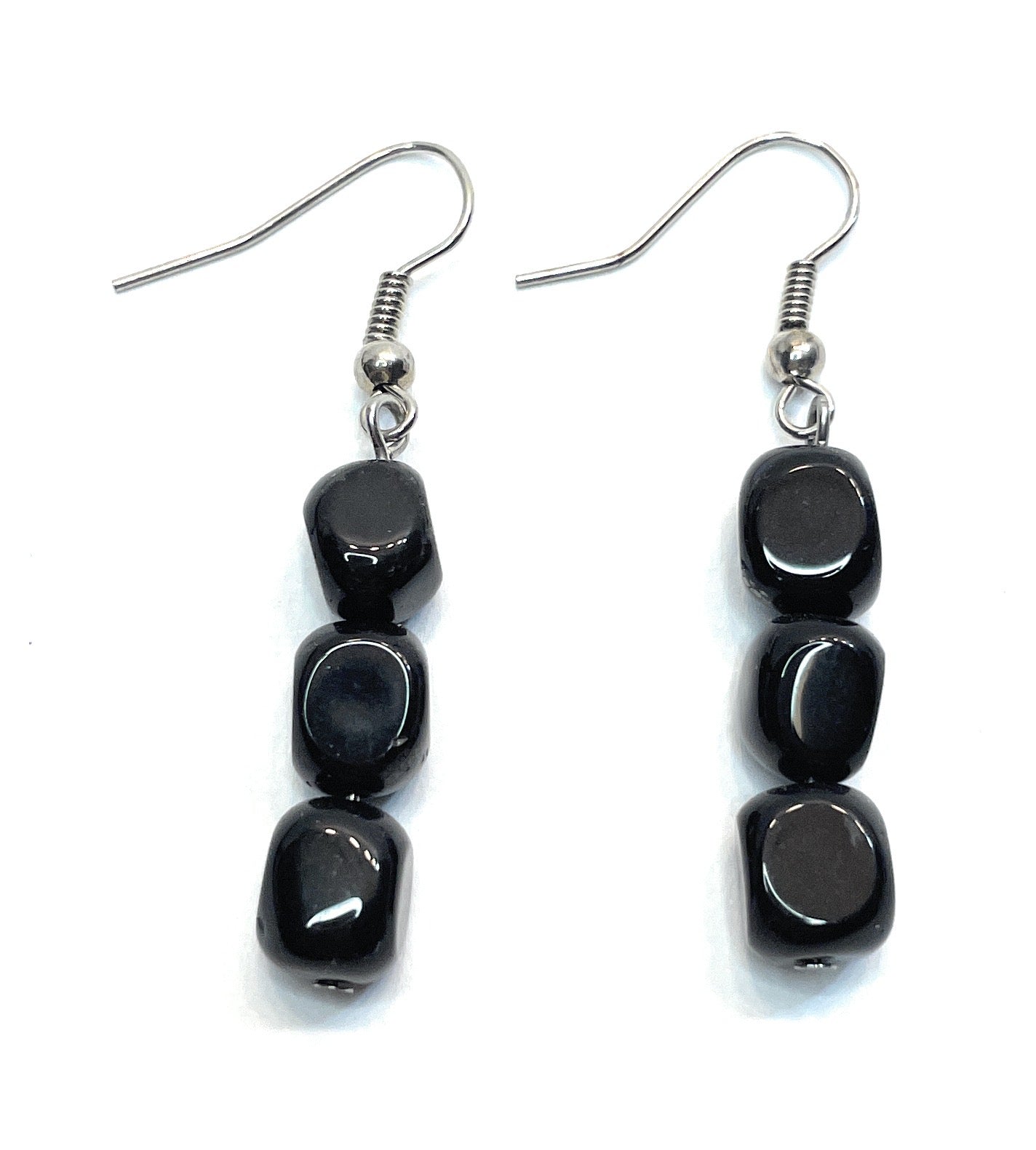 Tumbled Gemstone Earrings - Sodalite, Black Obsidian, Blue Goldstone, Jasper - A beautiful Black Obsidian crystal known for its black obsidian is a strong protective stone that shields against negativity and emotional blockages.