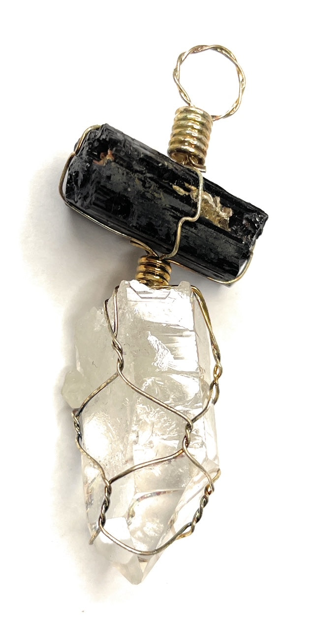 Tourmaline with Point Pendant, Citrine point, Amethyst Point, Clear Quartz Point - A beautiful Citrine crystal known for its citrine is known as the 'merchant's stone' and is associated with prosperity, abundance, and success.