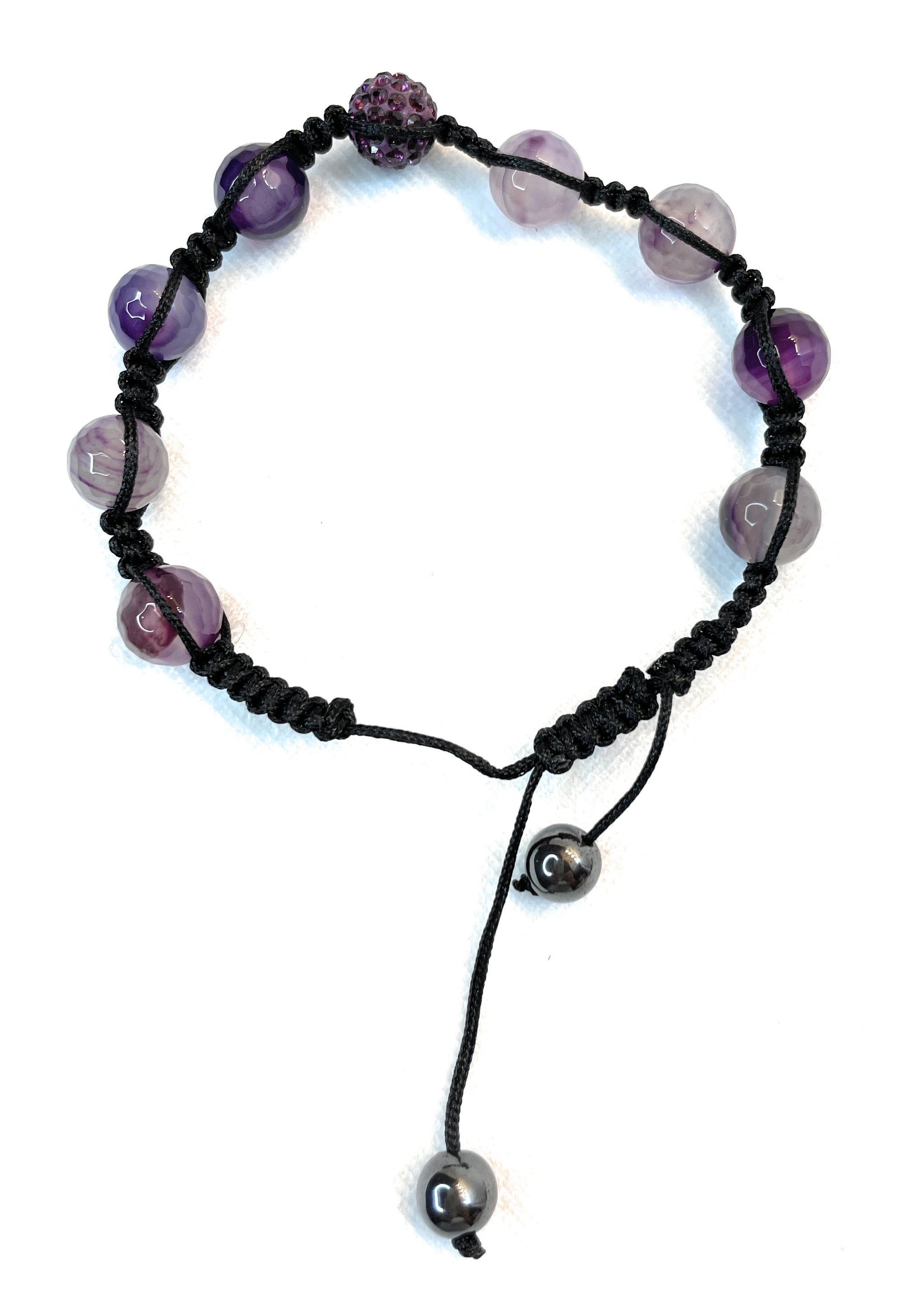 Tumbled Gemstone Bracelet with Black Slip Knot Rope - A unique handcrafted crystal piece.