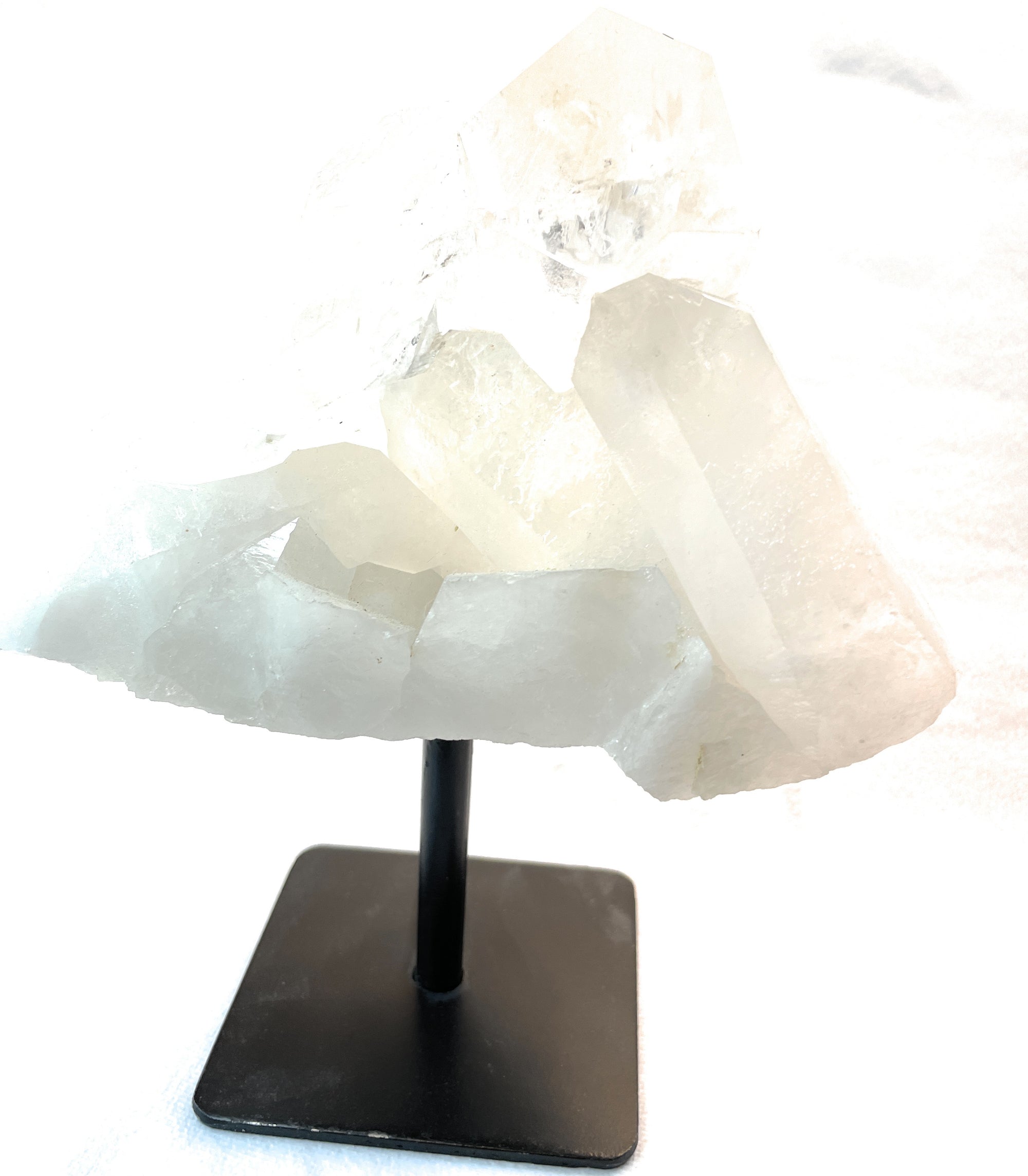 Clear Quartz Cluster on Metal Stand for Gemstone Home and Altar Decor/ Meditation/ Reiki/ Crystal Healing - A beautiful Clear Quartz crystal known for its clear quartz is a master healer that amplifies energy and intention.