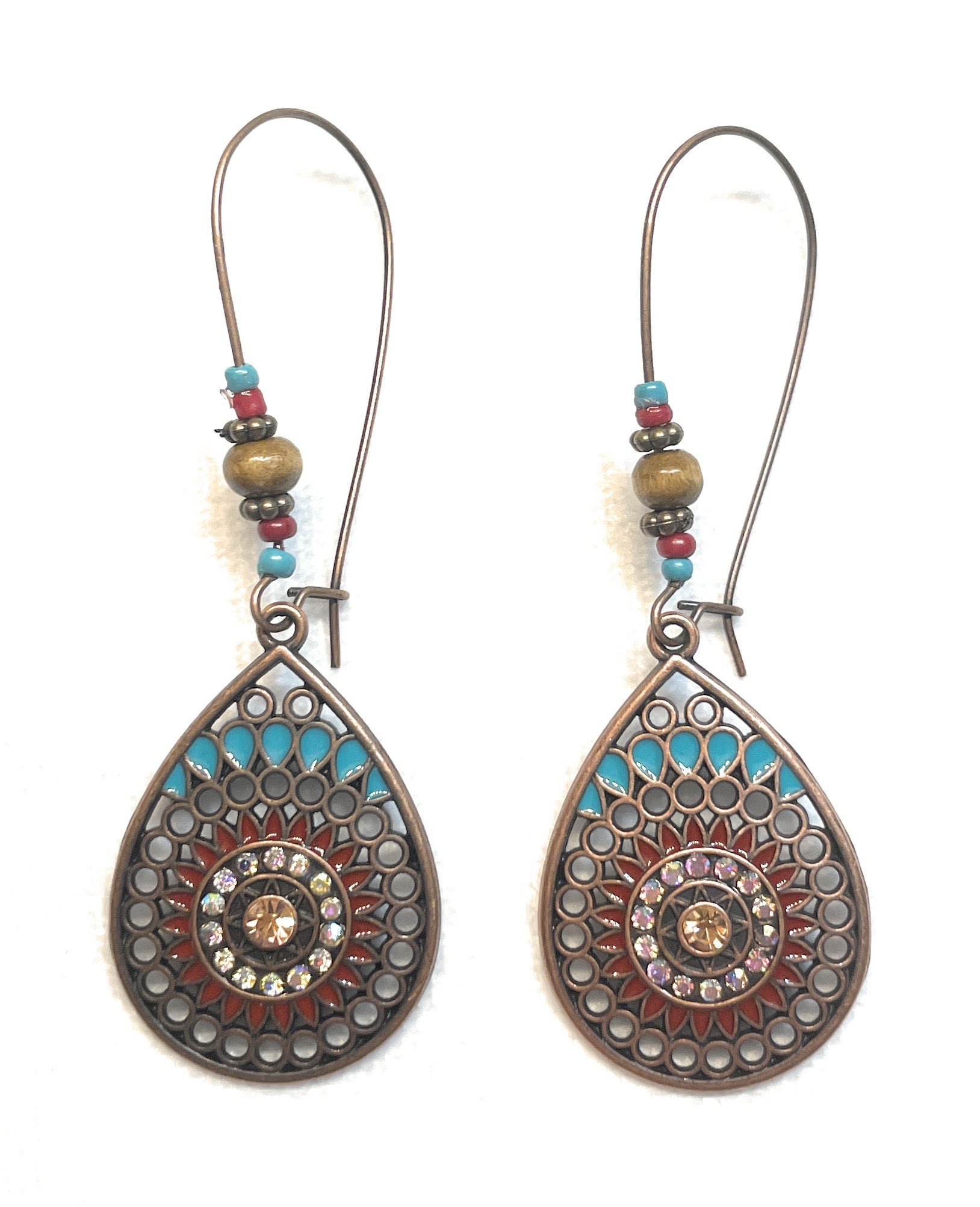 Boho Style Vintage Drop Dangle Earrings - A unique handcrafted crystal piece.