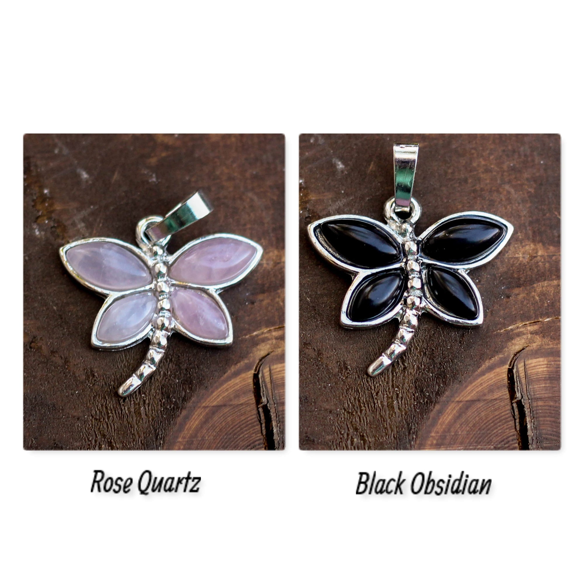 Dragonfly Gemstone Pendant - Rose Quartz, Tiger Eye, Howlite, Aventurine, Amethyst, - A beautiful Amethyst crystal known for its amethyst is a powerful stone for spiritual protection and inner peace.