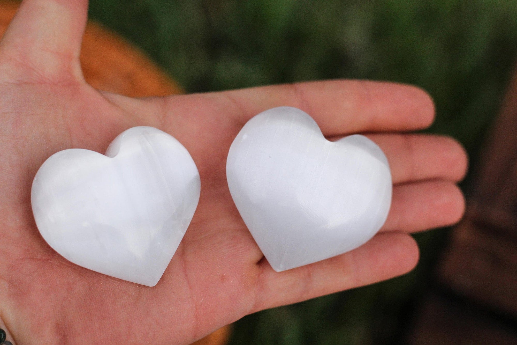 Selenite Hearts - A unique handcrafted crystal piece.