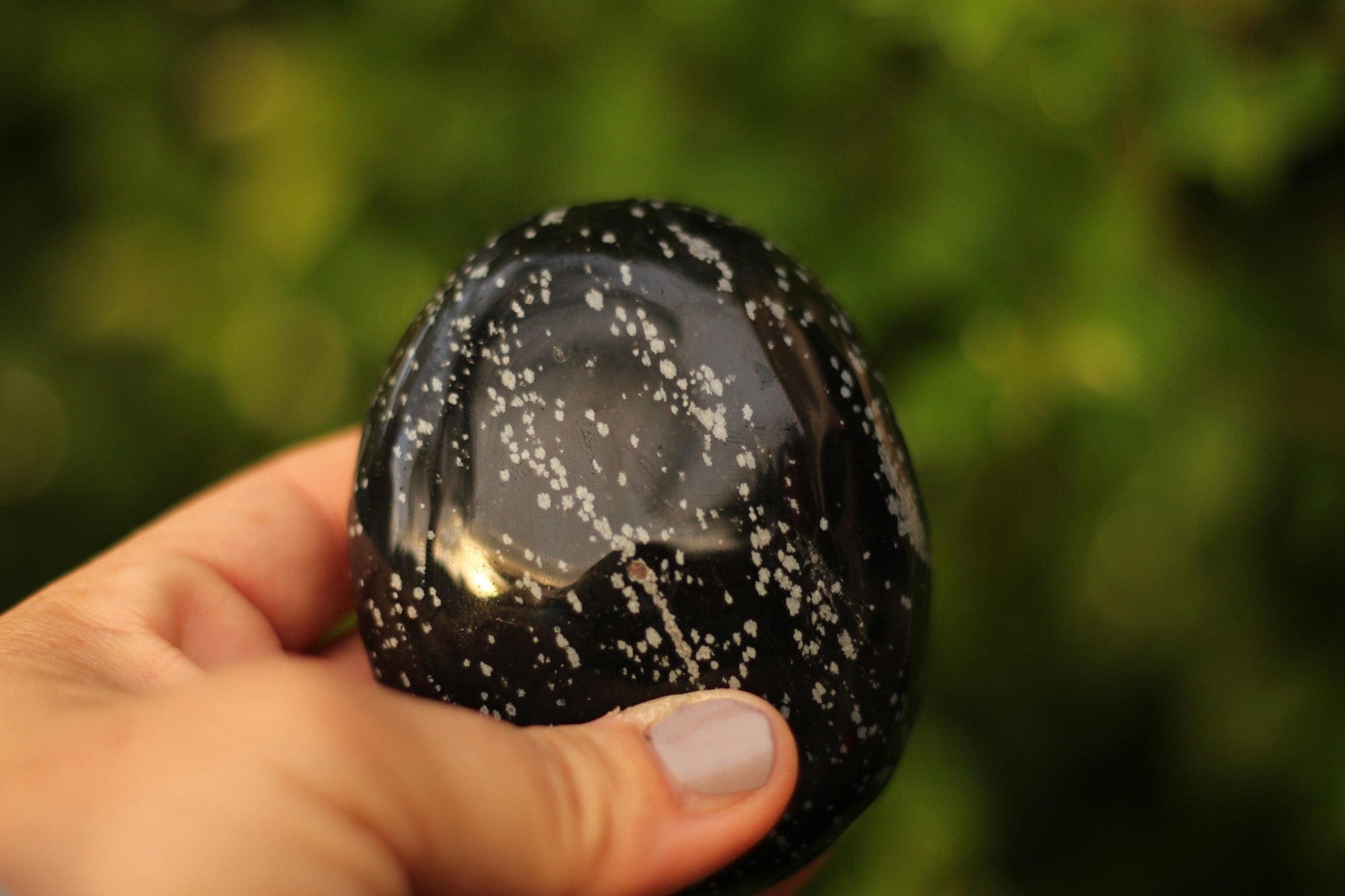 Snowflake Obsidian Palm Stone/Snowflake Obsidian Worry Stone - A unique handcrafted crystal piece.