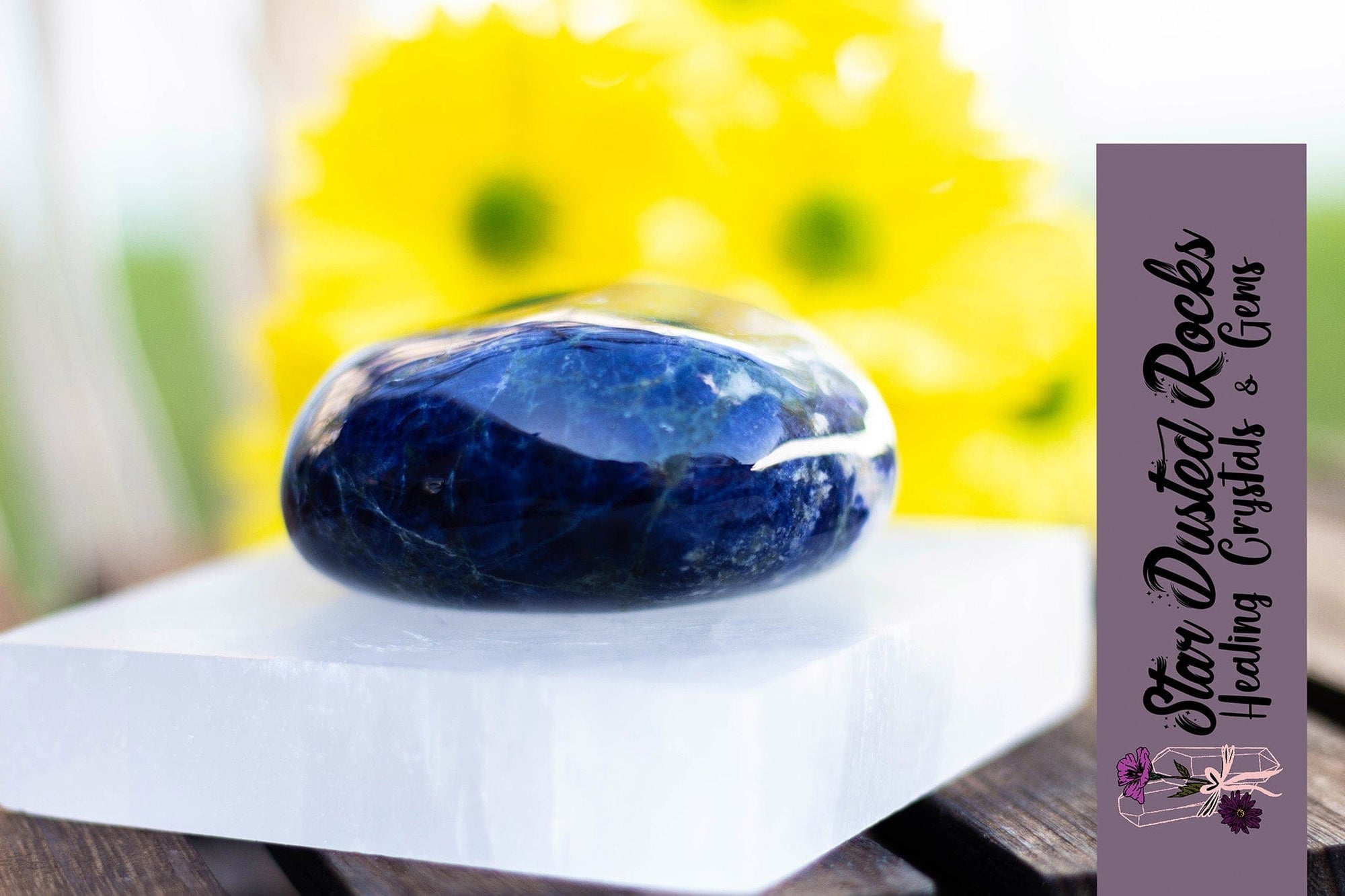 Sodalite Mighty Gem, PalmStone, Palm Stone, Worry Stone - A unique handcrafted crystal piece.